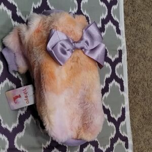 Vievio Furry Pet Sweater with Purple Bow